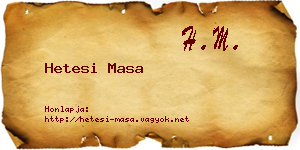 Hetesi Masa névjegykártya